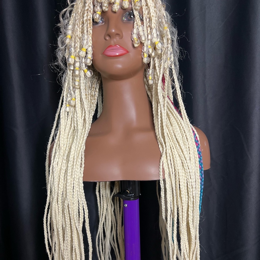 Blonde Beaded Braided Wig